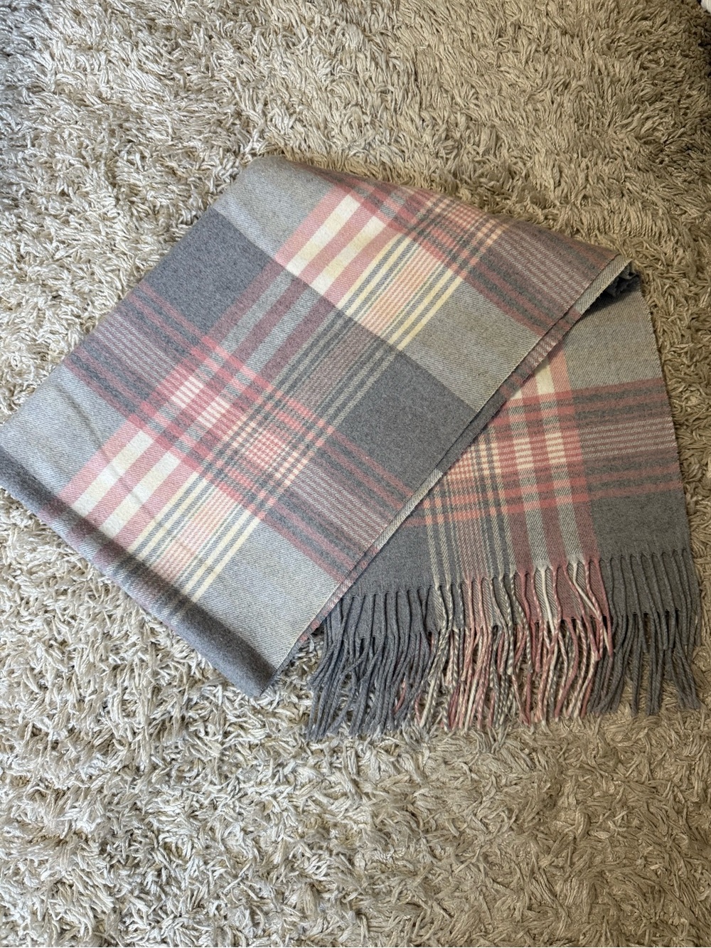 Long Plaid Fringe Scarf
